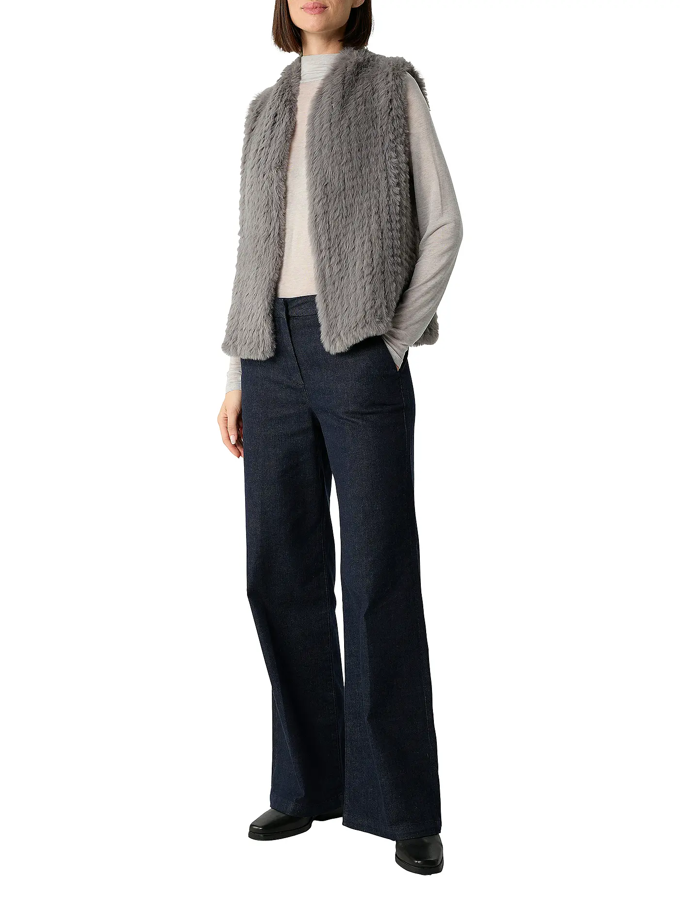 COMMA | Gilet in Felloptik | grau